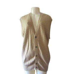 Vintage Clark Gregory Fine Golfwear 100 Percent Cashmere Beige/Tan Vest in Sz L
